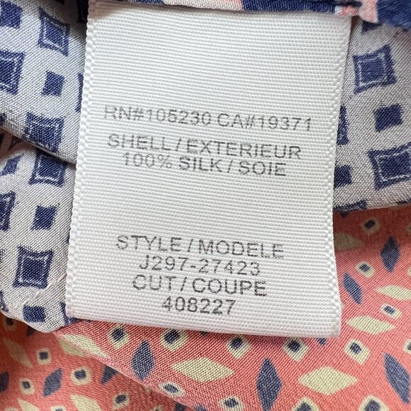 Joie Silk Sleeveless Floral Geometric Print Tank Top Navy Pink Orange Size Small - Picture 8 of 10